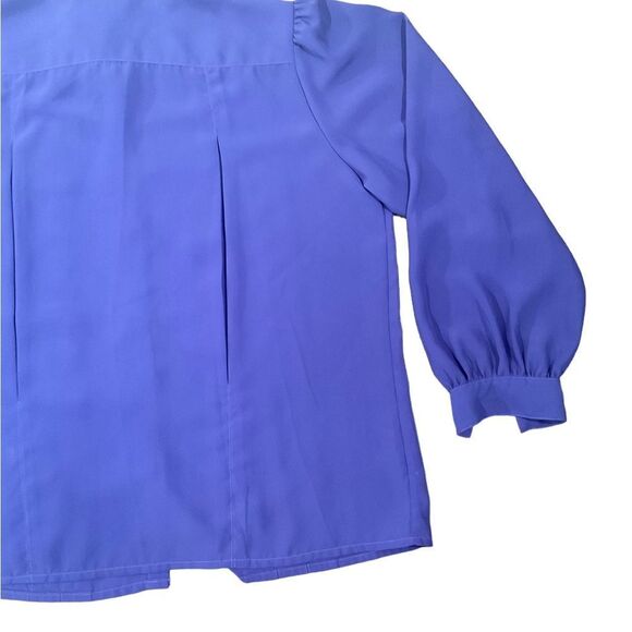 La Blouse Women’s Size 18W/38 Purple Silky Pleated Blouse Long Sleeve Top Shirt - Picture 8 of 12